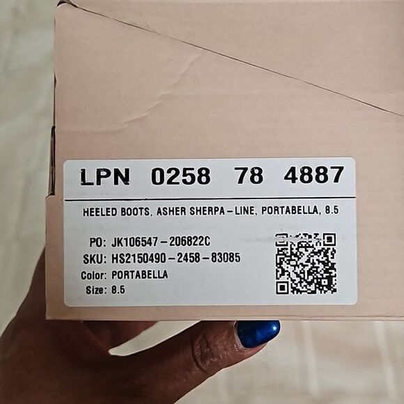 Just Fab Asher Sherpa-Lined Lace-Up Heel Boots Taupe 8.5 - Picture 9 of 16